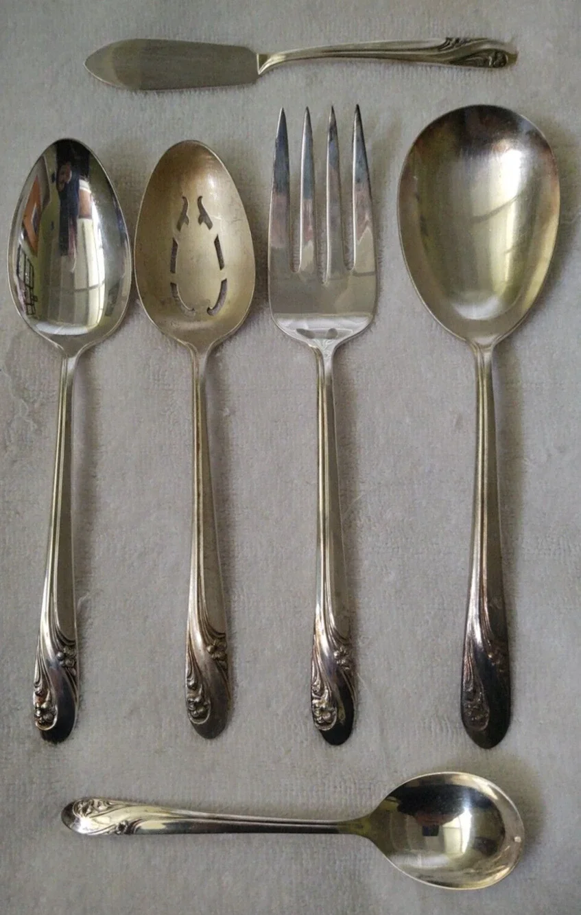 Holmes & Edwards Silverplate Silverware Romance Pattern Serving Ware 6 Pieces